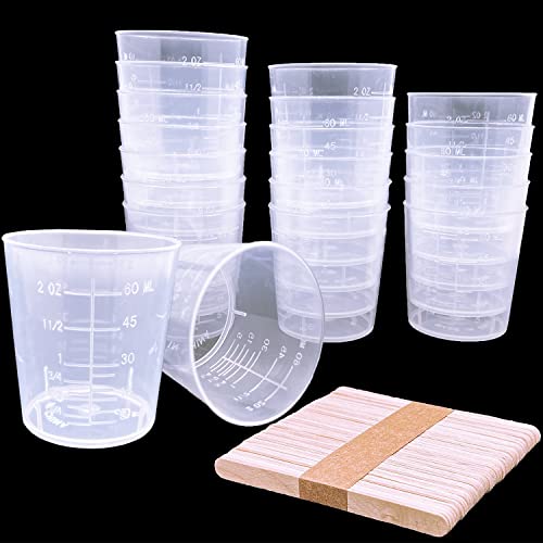30 Pcs Plastic Graduated Cups, 60ml/2oz Clear Scale Cups - size: 60 milliliters