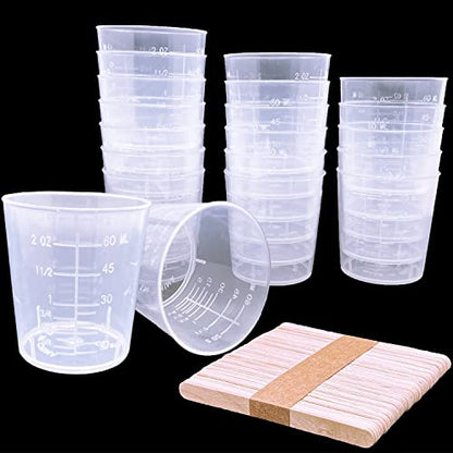 30 Pcs Plastic Graduated Cups, 60ml/2oz Clear Scale Cups - size: 60 milliliters
