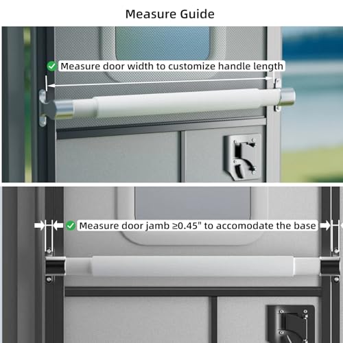 RV Screen Door Cross Bar Handle with Metal Base, 21.5"- 32" Adjust
