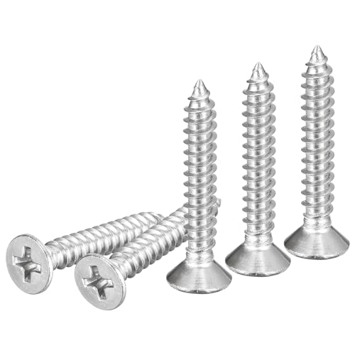 DTGN 50Pcs #8x1 Flat Head Wood Screws, 304 Stainless Steel - Silver - color: Silver, size: #8x1"