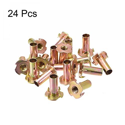 uxcell M8x26mm T-Nuts 4 Pronged Tee Nut Carbon Steel Threaded Inserts for Wood 24pcs - size: M8x26mm