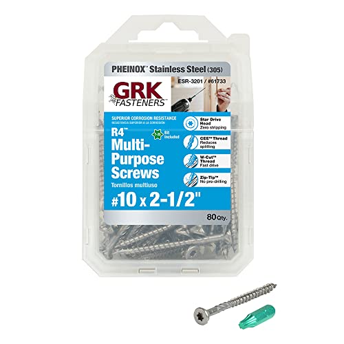 GRK 61733#10 x 2-1/2" R4™ 305 Stainless Steel Multi-Purpose Screws 80 Count