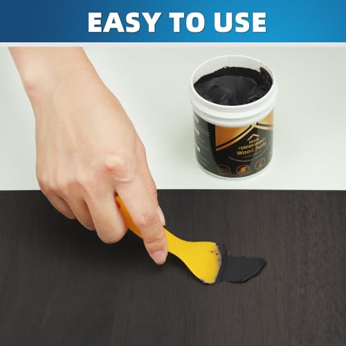 Deuvuo Black Wood Filler, High-Performance Black Wood Putty,Paintable & Sandable Black Black Wood Filler Epoxy - Quickly Fix Wood Cracks And Blemishes With Wood Hole Filler (32Oz) - color: 32oz Black