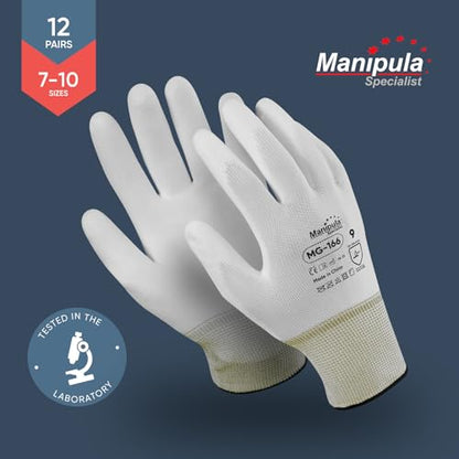 MANIPULA Safety Work PU Coated Protective Gloves (12 Pairs) - size: Medium (8)