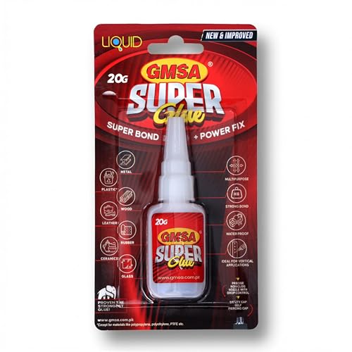 Super Glue All Purpose, Fastest & Toughest Adhesive 3g Instant Repair Unbreakable Bond, Strong Superglue Liquid for Hard Plastic, Rubber, Metal, Leather, Ceramics, Wood, DIY Craft (6)