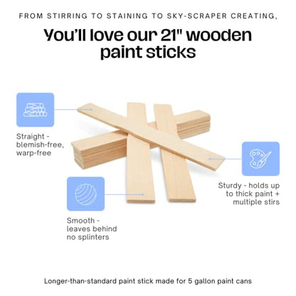 21 Inch Paint Sticks, Box of 25 Hardwood Paint Stirrers, Wood Mixing Paddles for Epoxy or Resin, Garden or Library Markers by Woodpeckers - size: 21 inch