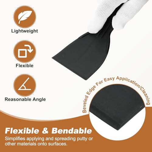 HARFINGTON 5pcs Putty Knife Scraper 3" Width Flexible Plastic Putty Knife Paint Scraper Tool for Taping Drywall Spreading Painting Wall Scratching Black - color: Black, size: 3"
