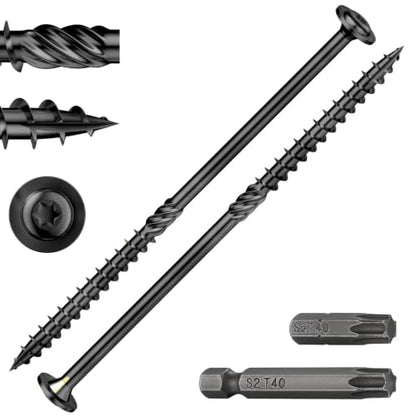 Wensilon 5/16x8 Black Zinc Lag Screws,19PCS 2lbs 8x200mm, Structural Wood Screw - color: Black, size: 5/16x8"