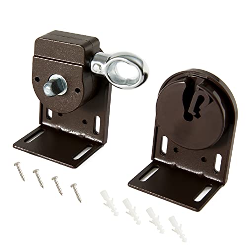 Sunshade Replacement Bracket, Compatible with Coolaroo External Roller Blind, Upgraded to Metal Ring, More Durable and Long-Lasting(Metal, Brown)