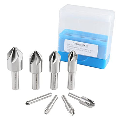 Accusize Industrial Tools 82 Degree 6 Flute H.S.S. Machine Countersink, 8 Pcs, Precision Ground, 0206-1018 - size: 82°