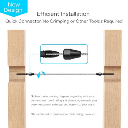 10 Pairs Black Cable Railing Kit Tensioner QuickLock, Right & Left Handed Thread Swageless Lag Screws for Wood Post of 1/8 T316 Steel Cable Railing Hardware, Easy Installation - color: Black