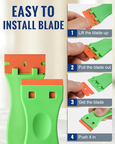 WORKPRO Plastic Razor Blade Scraper Kit, 6 Scrapers with 120 Blades - size: 6 Pack + 120 Blades