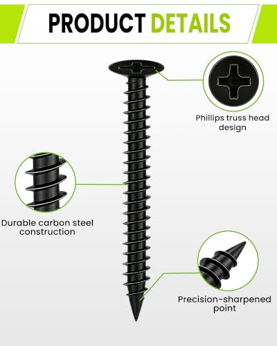 70pcs #6 X 1-1/2"" Wood Screws,Long Screw,Flat Head Screw,Carbon Steel - color: M3.5, size: #6 x 1-1/2" 70pcs