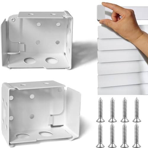 2pcs Mini Blind Brackets, Metal Window Blind Brackets, White Window Blinds Headrail Holder Bracket for Low Profile Blinds - size: 2-1/2x1-3/4inch