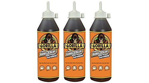 Gorilla Original Waterproof Polyurethane Glue, 18 ounce Bottle, Brown, (Pack of 3)