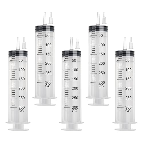 300ml Large Syringe, 5-pack Plastic Syringes for Liquid with Tip Adapter - style: 300 ML