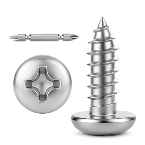 Mellewell #4 x 1/2" Pan Head Self Tapping Screw, Pan Head Sheet Metal Screws Wood Screws, Stainless Steel 304 (18-8), 100 Pack - color: Silver, size: #4 x 1/2"