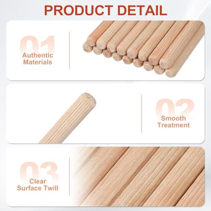 MECCANIXITY Wooden Dowel Pins 5/32" x 3/4" (4mm x 20mm) Straight Dowel Rods Wood Fluted Dowels Rods for Crafts Furniture DIY Hardwood Count 200 - size: 5/32" x 3/4"