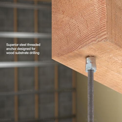 Sammys 8015925-25 Vertical Rod Anchor Super Screw with 1/2 in. Threaded Rod Fitting, 1/4 x 3'' Screw, for Wood (Pkg.=25) - size: 1/4 x 3", style: ROD SIZE 1/2"