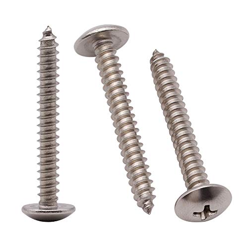 #10 x 1-3/8" Stainless Steel Truss Head Self Tapping Screws, 304 SS (18-8), Phillips Drive, Corrosion Resistant Screws for Wood, Metal & Sheet Metal Projects, 50 Pack - size: #10 x 1-3/8"