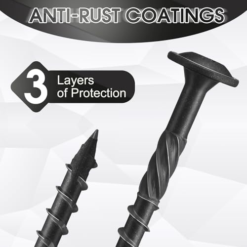 Threlaco 200 Pcs #14 x 3 Inch Wood Screws Structural Lag Screws, Black - color: Black, size: #14 x 3 inch