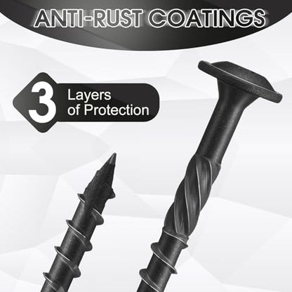 Threlaco 200 Pcs #14 x 3 Inch Wood Screws Structural Lag Screws, Black - color: Black, size: #14 x 3 inch
