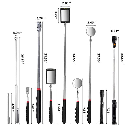 VIBELITE Magnetic Pickup Tool Kit with LED Light & Inspection Mirror