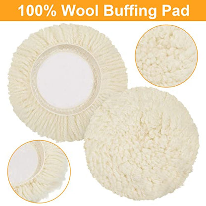 Tallew 6 Pcs Wool Buffing Pads Hook Loop for Drill Polisher, 3 Inch - size: 3 Inch