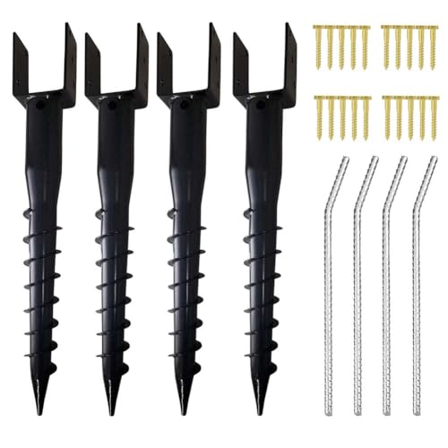 4 x 4 No-Dig Ground Anchor Post Holders, 27" Screw-in Stakes, 4 Pack - size: 4 Packs
