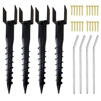 4 x 4 No-Dig Ground Anchor Post Holders, 27" Screw-in Stakes, 4 Pack - size: 4 Packs