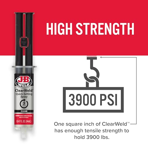 J-B Weld ClearWeld 5 Minute Epoxy, Clear, 14ml w/Static Mixer, (50114H)