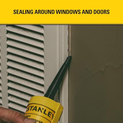 Stanley S421 RTV Silicone Caulk Translucent (12 x 10.1 fl.oz.) - 100% Waterproof Industrial-Grade Silicone for Kitchen, Bathroom, Shower, Window, Door, Indoor & Outdoor Use