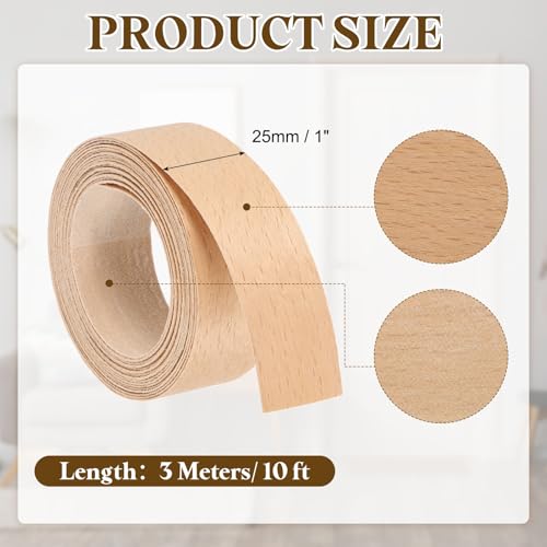uxcell 1 Inch x 10ft Wood Veneer Edge Banding, Pre-Glued Flexible Beech Edging Strips, Iron on with Hot Melt Adhesive Wood Tape for Cabinet Repair and Furniture Restoration - size: 1 Inch x 10ft