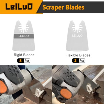 LEILUO 10Pcs Oscillating Tool Scraper Blades, Multi Tool Scraper Blade Set