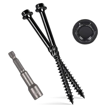 #14 x 4 Wood Structural Screws Rust Resistant Hex Head Timber Screws-55Pack - size: 14*4