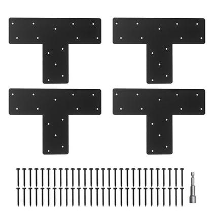 4 Pcs 16.9"x 12" T Post Brackets,Thickness 0.12" Mending Plates - size: 6"x 6"