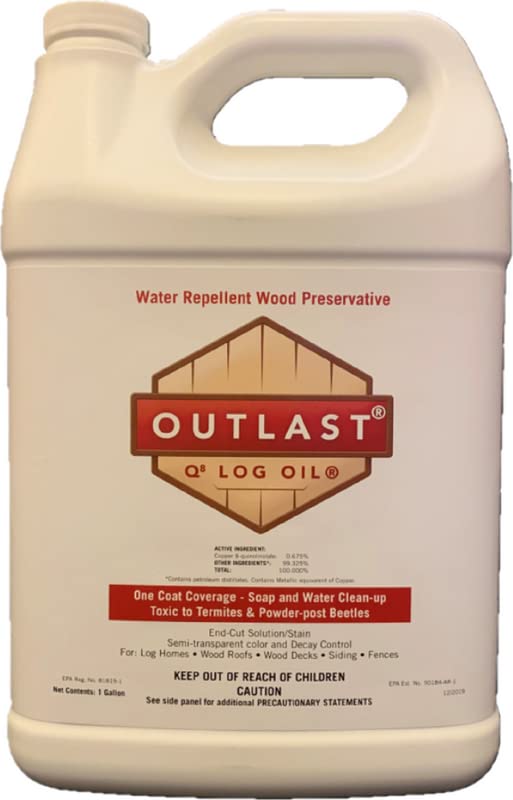 Outlast - Q8 Log Oil Wood Preservative for Decks, Log Homes, End Cuts, & More - Clear - 1 Gallon - color: Clear, size: 1 Gallon