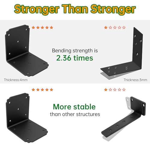 6x6x5 Pergola Brackets,Heavy Duty L Bracket for Wood, (4pcs) - size: 6x5 inch ( 4 Pack )