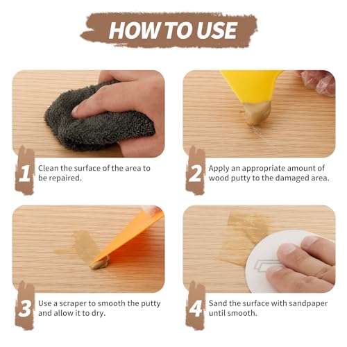 Natual Wood Filler - 9.87oz Paintable & Stainable Wood Repair Putty for Furniture - Quick Repair for Broken & Defective Wood (Natural) - color: Natural