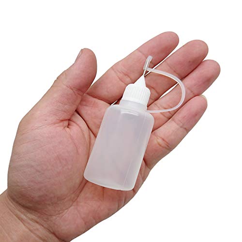 Hulless 12 Pcs 1 Ounce Needle Bottle Plastic Dropper Bottles White Lid