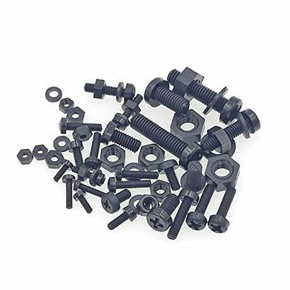 540PCS M2-M5 Black Nylon Phillips Pan Head Screws Nuts Washers Kit - size: M2, M2.5, M3, M4, M5