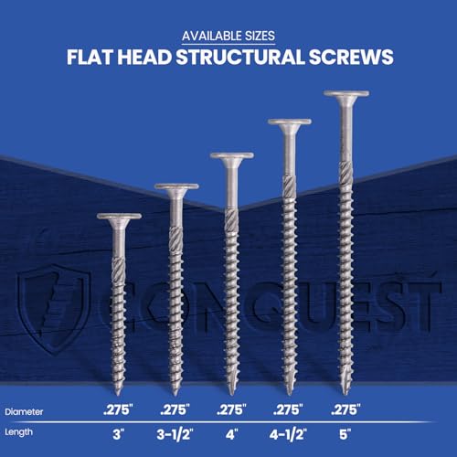 Conquest Structural Wood Screws, 0.275" x 4 1/2" - size: 0.275" x 4 1/2"