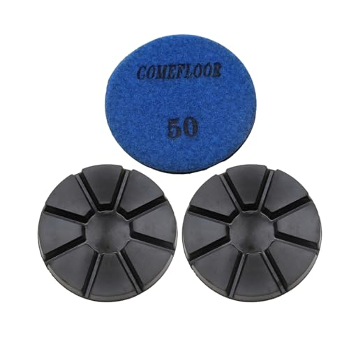 Hybrid Transitional Diamond Polishing Pucks for Concrete Terrazzo Floor, 3 Inch Hook and Loop Grinding Pads, 50#, 3PCS - style: 50#