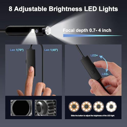 1920P Dual Lens Waterproof Endoscope Camera with Light for iOS Android - color: Dual-Lens-Black