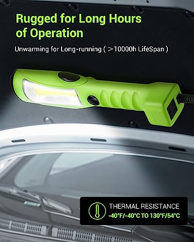 EDISHINE 2000LM Dimmable COB LED Work Light with 15FT Cord, Magnet Hook