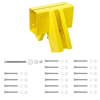 Swing Set Brackets 10",Bolt-Thru Construction Swing Set Hardware Kit w/3MM Thickness Steel for 4x4 Legs & 4x6 Beam, Wood Middle Bracket Maximum Protection of Children's Safety (Yellow 1 Pack) - style: Yellow Middle Bracket