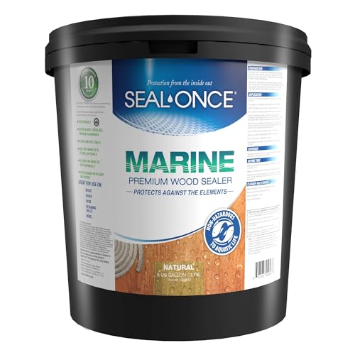 Seal-Once Marine Waterproof Wood Sealer and Stain, Natural, 5 Gallon - color: Natural, size: 5 Gallon