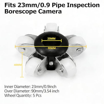 Sewer Camera Guide Wheel, 23mm 0.9" Roller Skid for Pipeline Inspection
