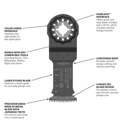 Bosch OSL114JF-10 1-1/4" Bi-Metal Blades for Multi-Tool (10-Pack) - size: 1-1/4 in