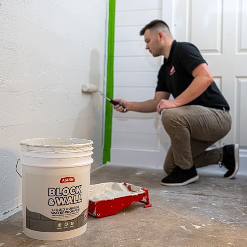 Ames Block & Wall™ Liquid Rubber Waterproofer,5 Gal, White - size: 5 Gallons